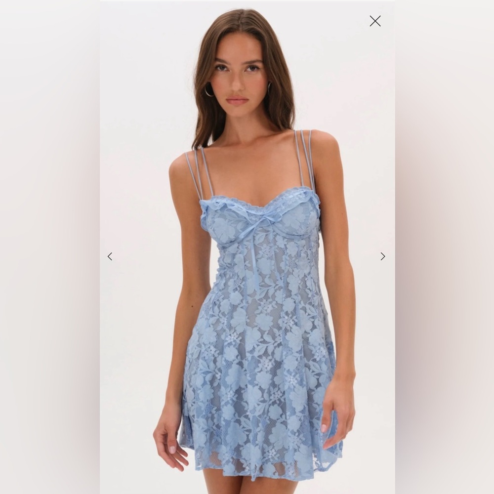 For Love and Lemons Kate Blue Mini Dress